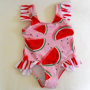 Infant Girl's 80 Swimsuit 1Piece Pink Watrermelons
